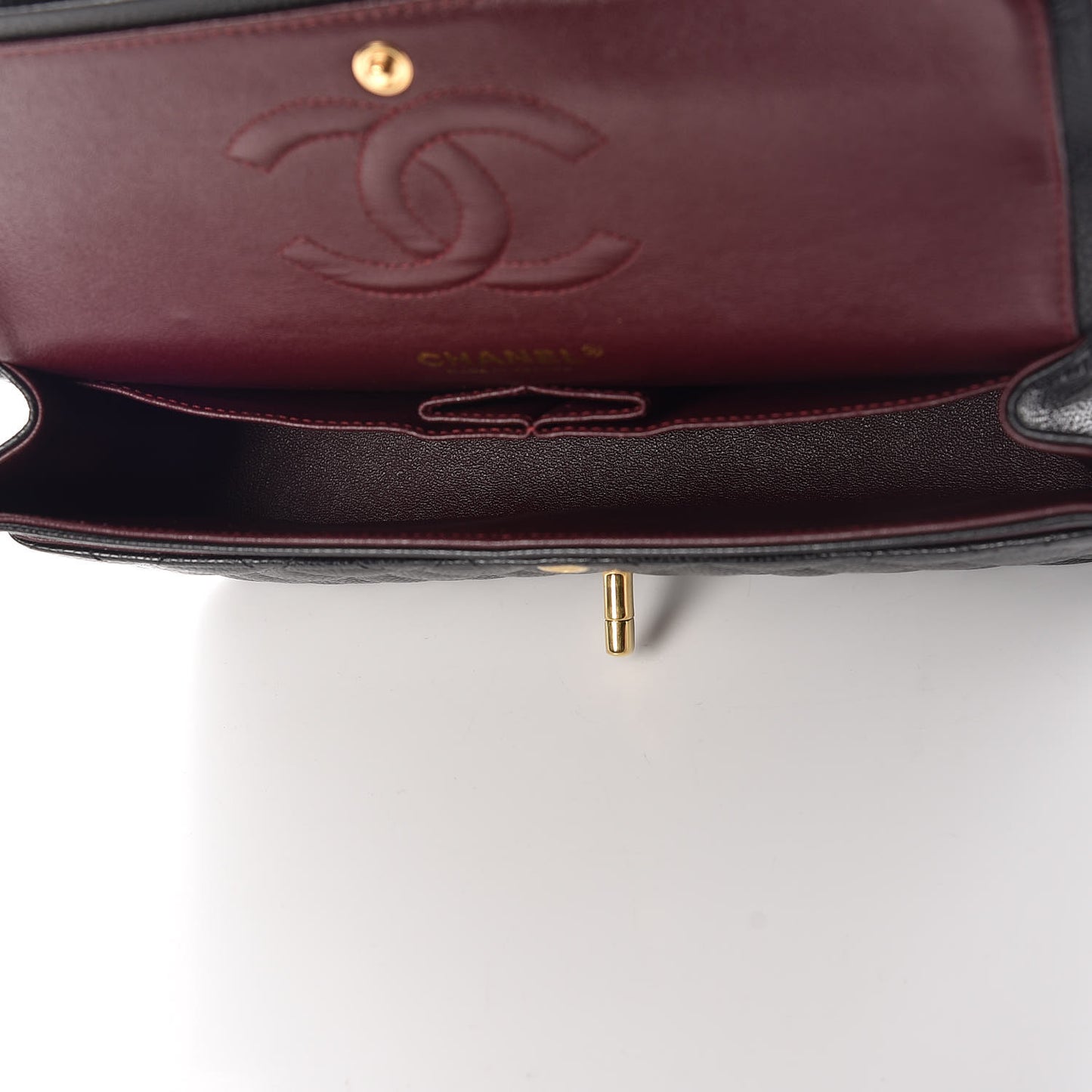 Caviar Quilted Medium Double Flap Black