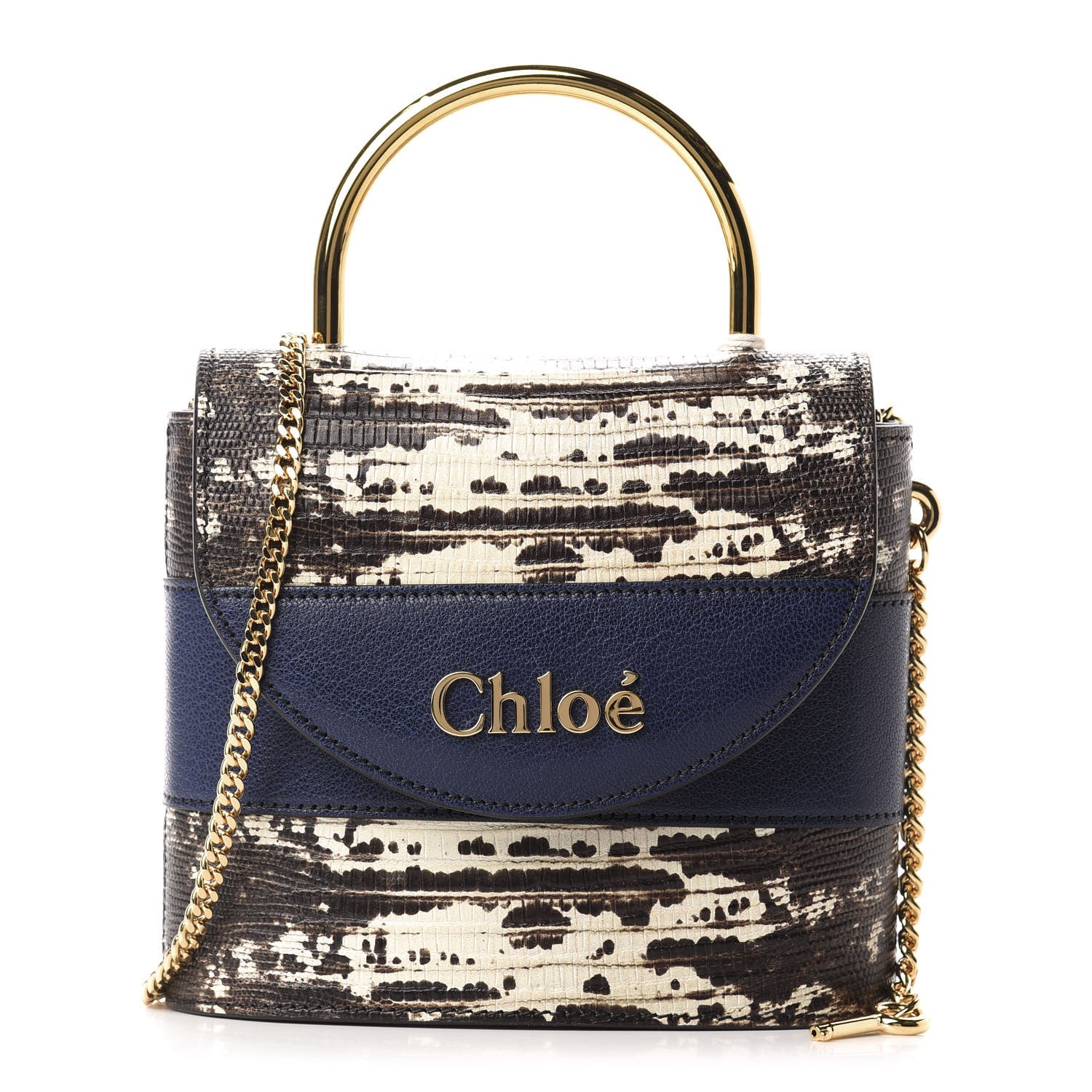 Chloe Lizard Embossed Calfskin Small Aby Lock Captive Blue 1 of 9