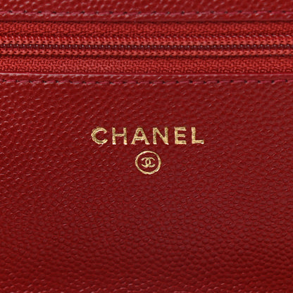Chanel Caviar Quilted Golden Class Wallet On Chain WOC Red 6 of 14