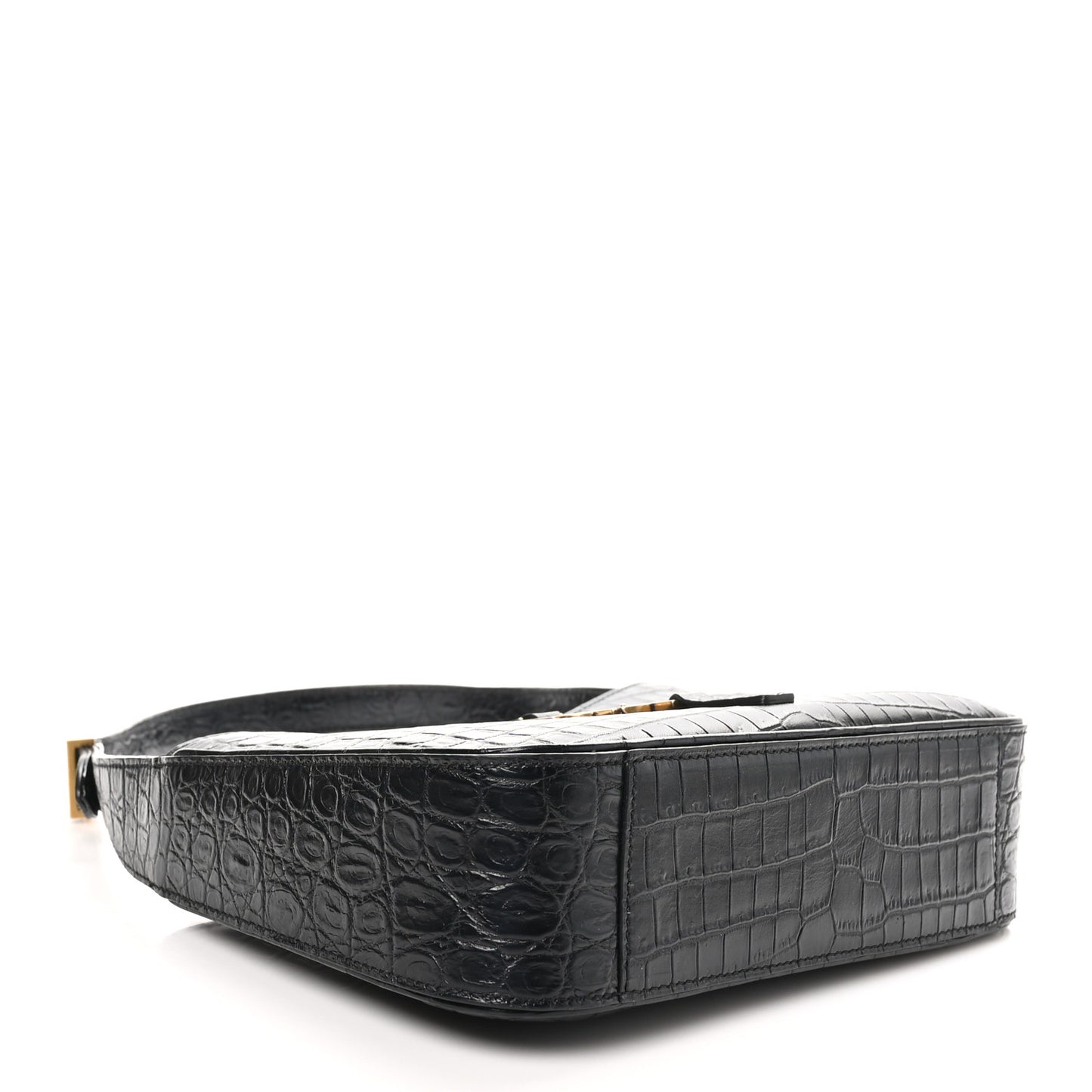 Calfskin Crocodile Embossed Le 5 A 7 Hobo Black