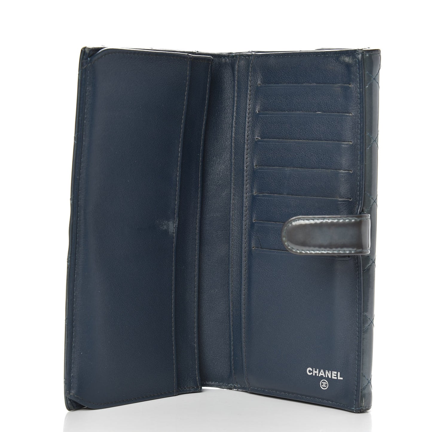 Patent Quilted Brilliant Flap Wallet Royal Blue