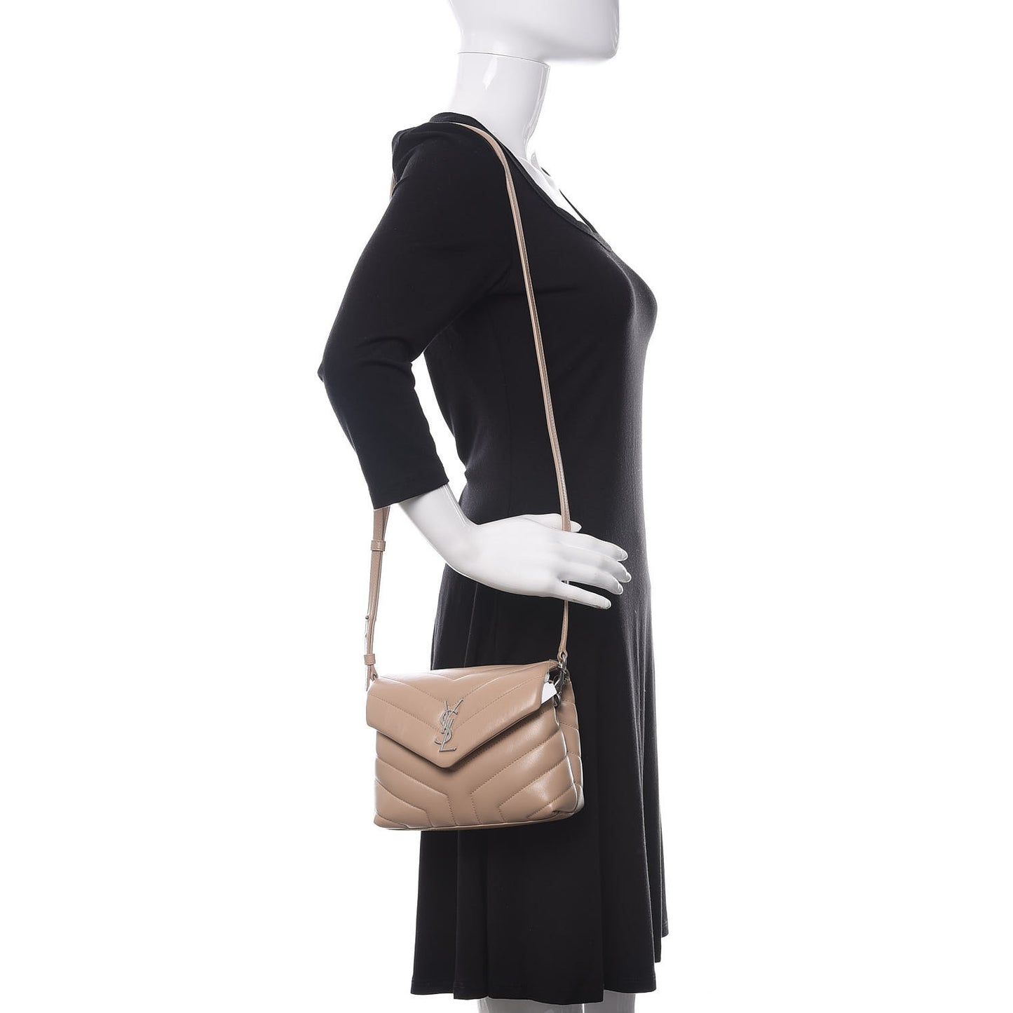 Calfskin Y Quilted Monogram Toy Loulou Crossbody Bag Dark Beige