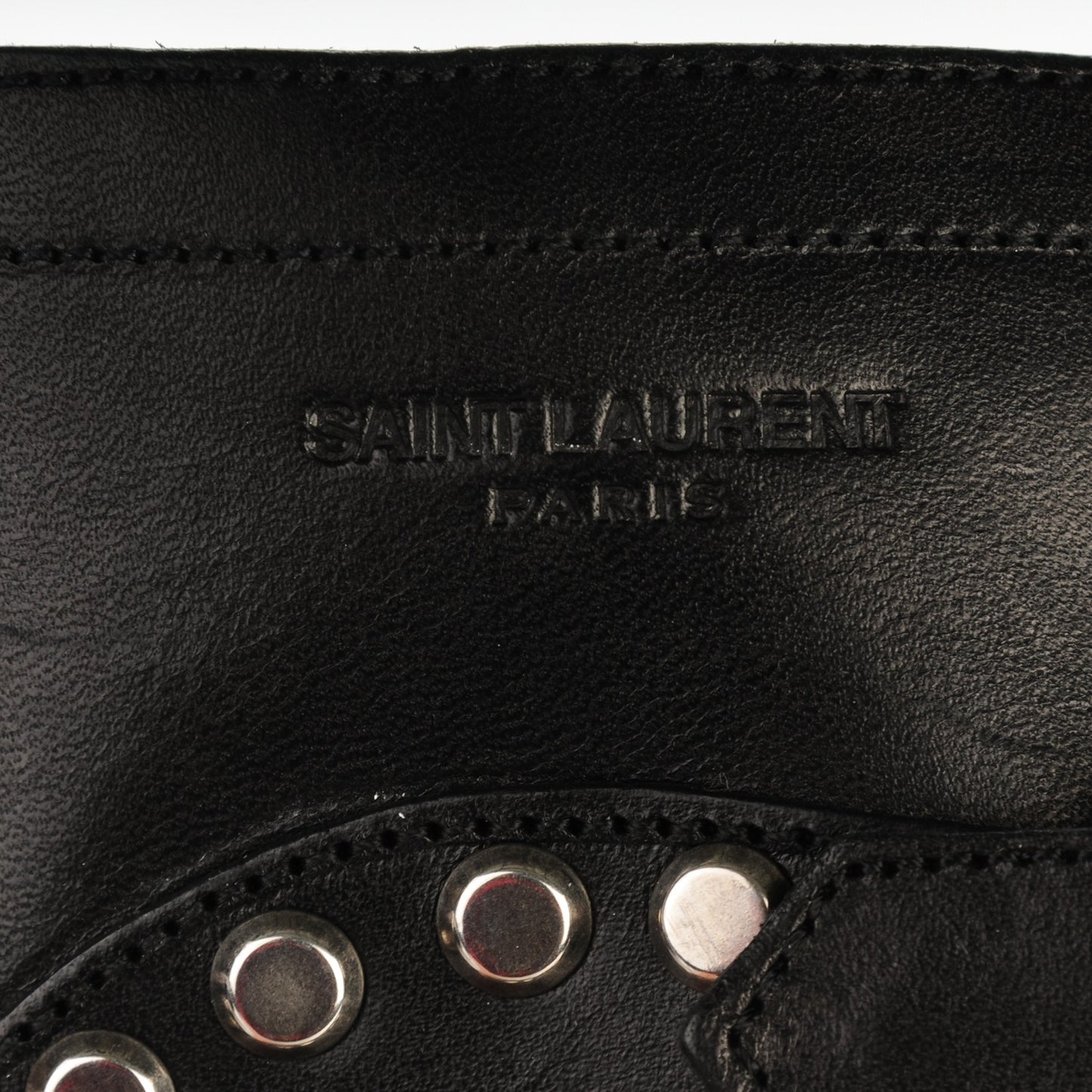 Smooth Calfskin Studded Strap Rangers Boots 40 Black