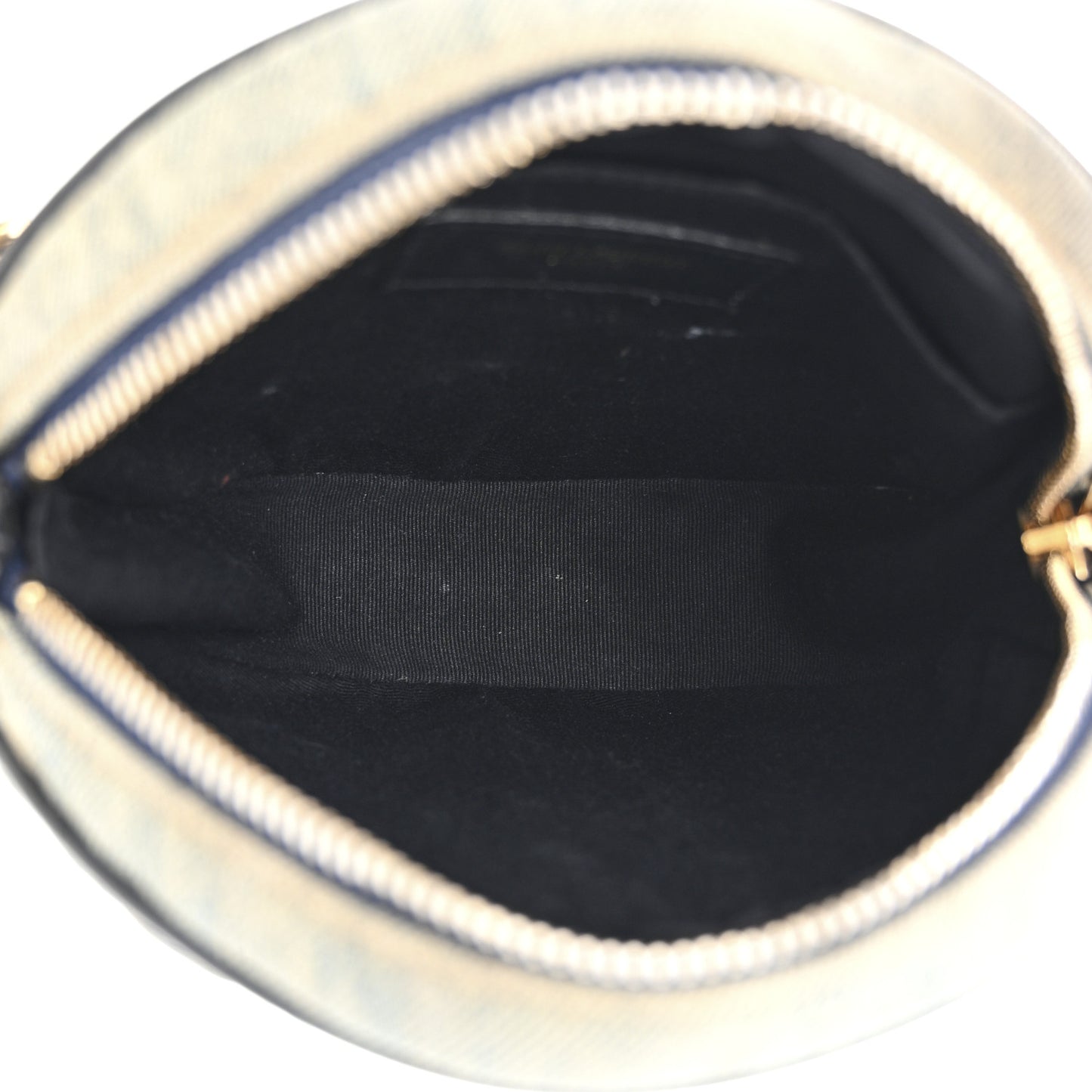 Denim Quilted Monogram Round Crossbody Bag Rodeo Blue