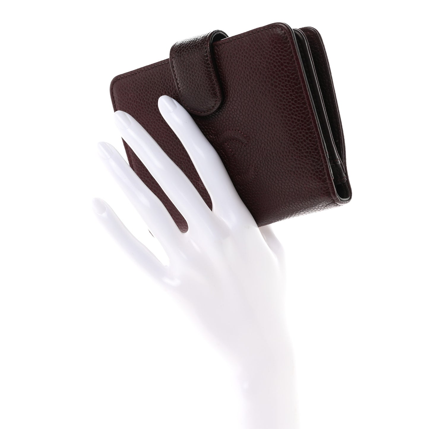 Caviar Timeless CC Zipped Pocket Wallet Burgundy