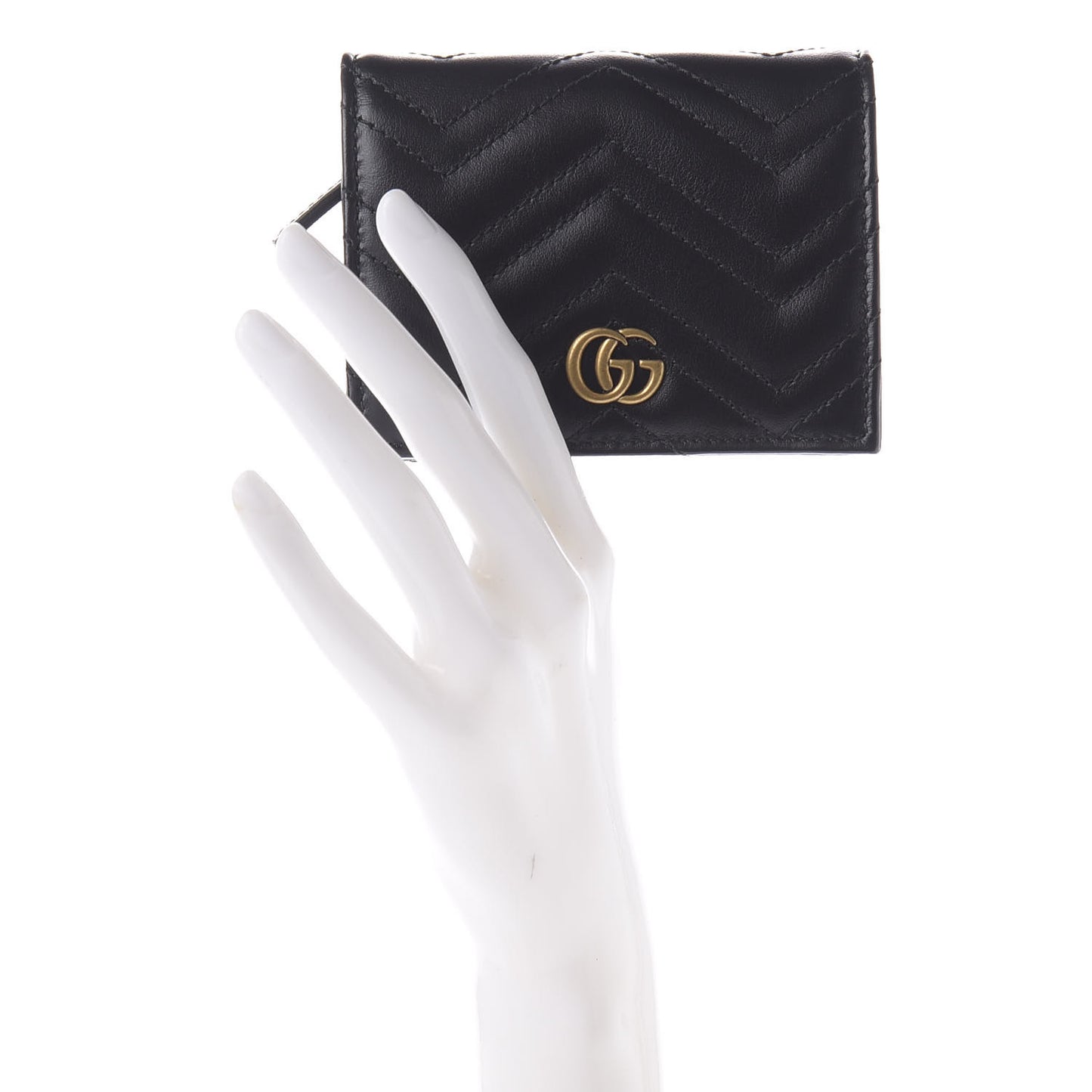 Calfskin Matelasse GG Marmont Card Case Wallet Black