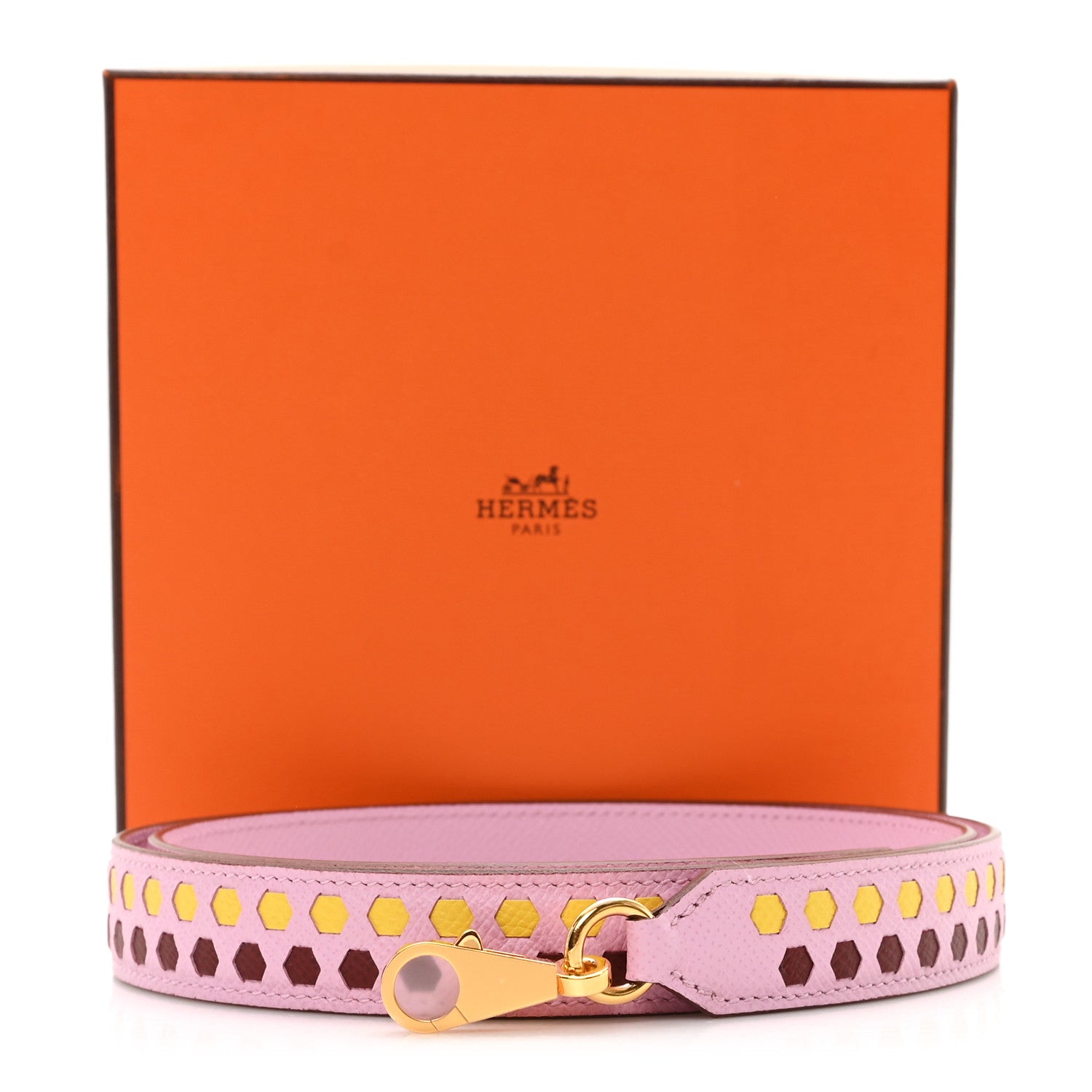 Hermes Epsom 25mm Mousqetons Tressage Shoulder Strap Mauve Sylvestre Rouge H Jaune De Naples 4 of 4
