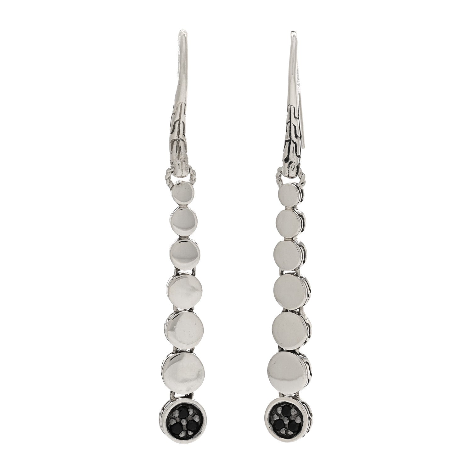 John Hardy Sterling Silver Black Sapphire Dot Drop Earrings 1 of 4