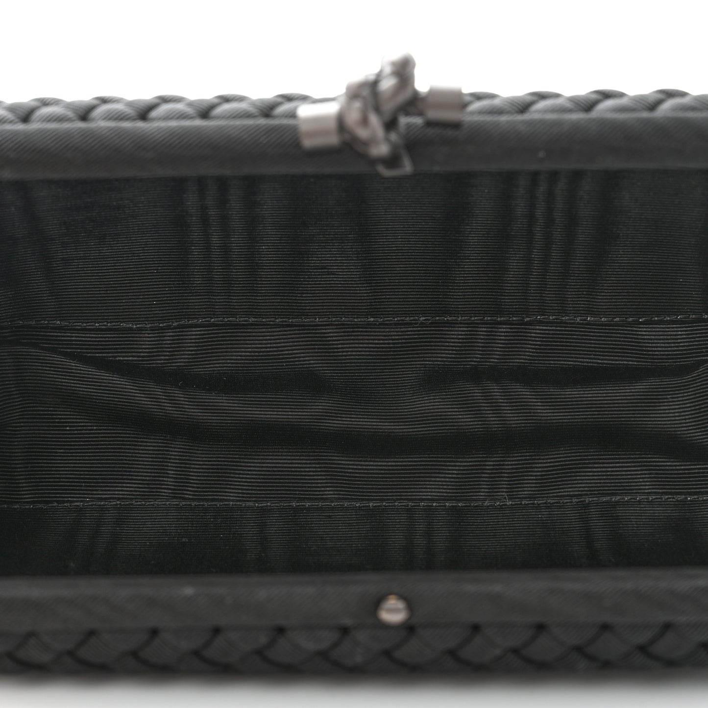 Silk Faille Intrecciato Knot Clutch Black