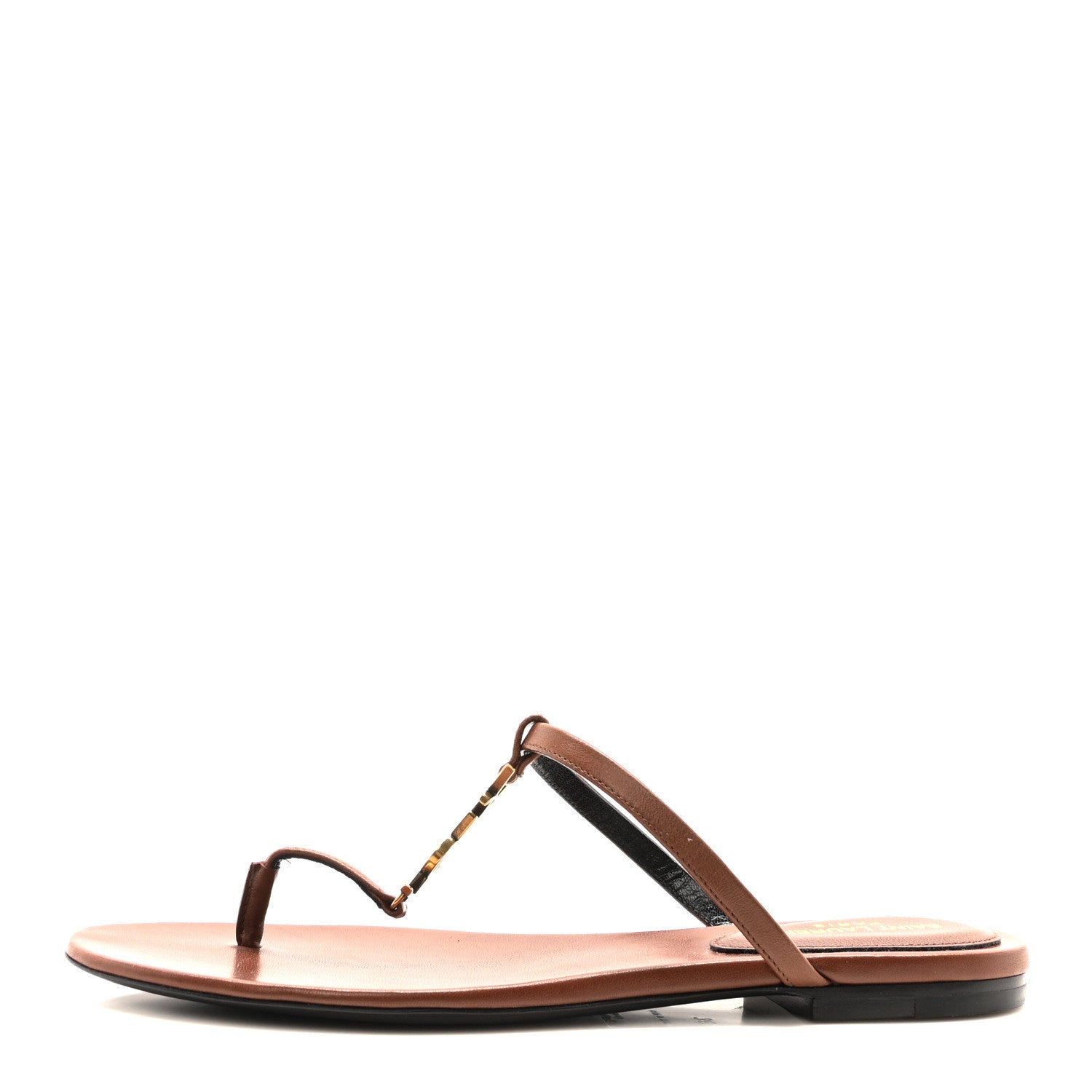 Saint Laurent Smooth Lambskin Cassandra Monogram Slides 36 Aesthetic Brown 1 of 8