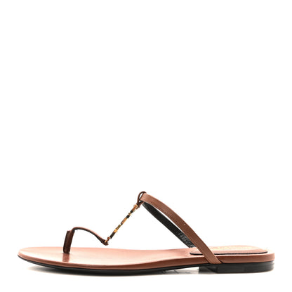 Saint Laurent Smooth Lambskin Cassandra Monogram Slides 36 Aesthetic Brown 1 of 8