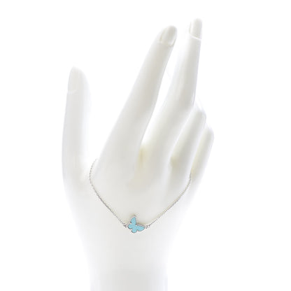 Van Cleef & Arpels 18K White Gold Turquoise Sweet Alhambra Butterfly Bracelet 2 of 7