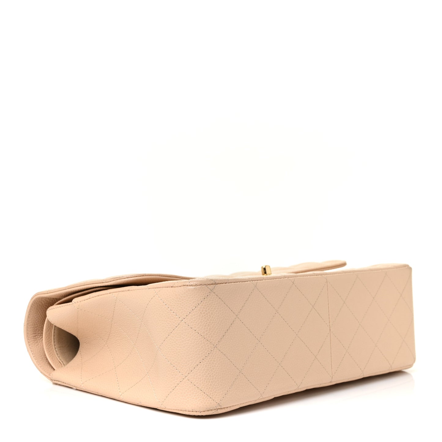 Caviar Quilted Jumbo Double Flap Beige Clair