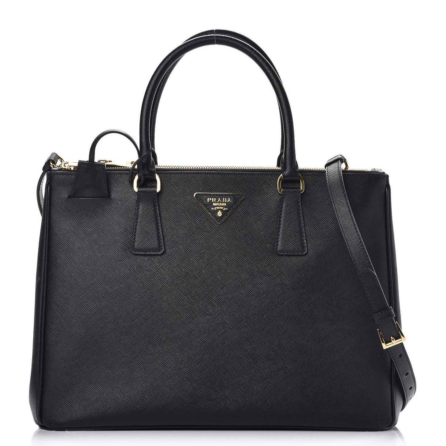 Saffiano Medium Galleria Double Zip Tote Black