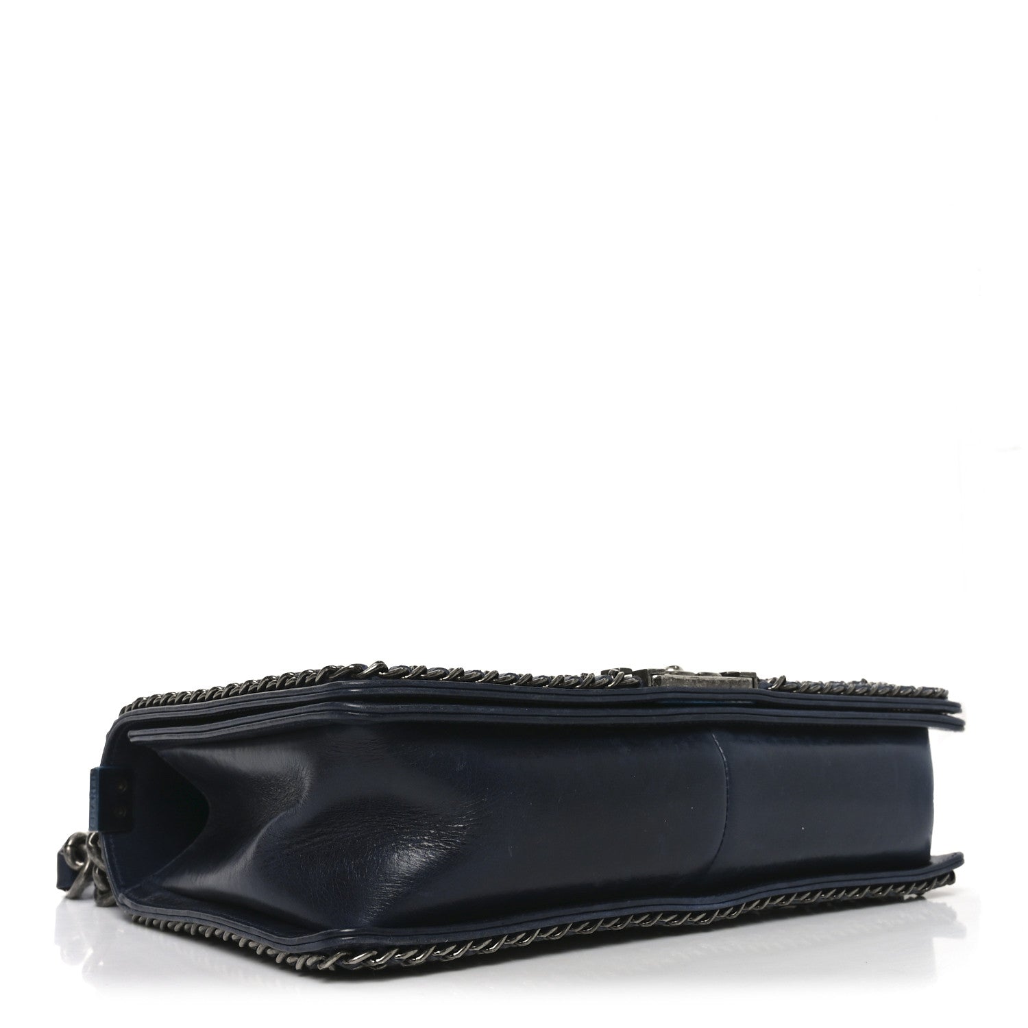 Chanel Glazed Calfskin Quilted New Medium Boy Chained Flap Navy 4 of 10