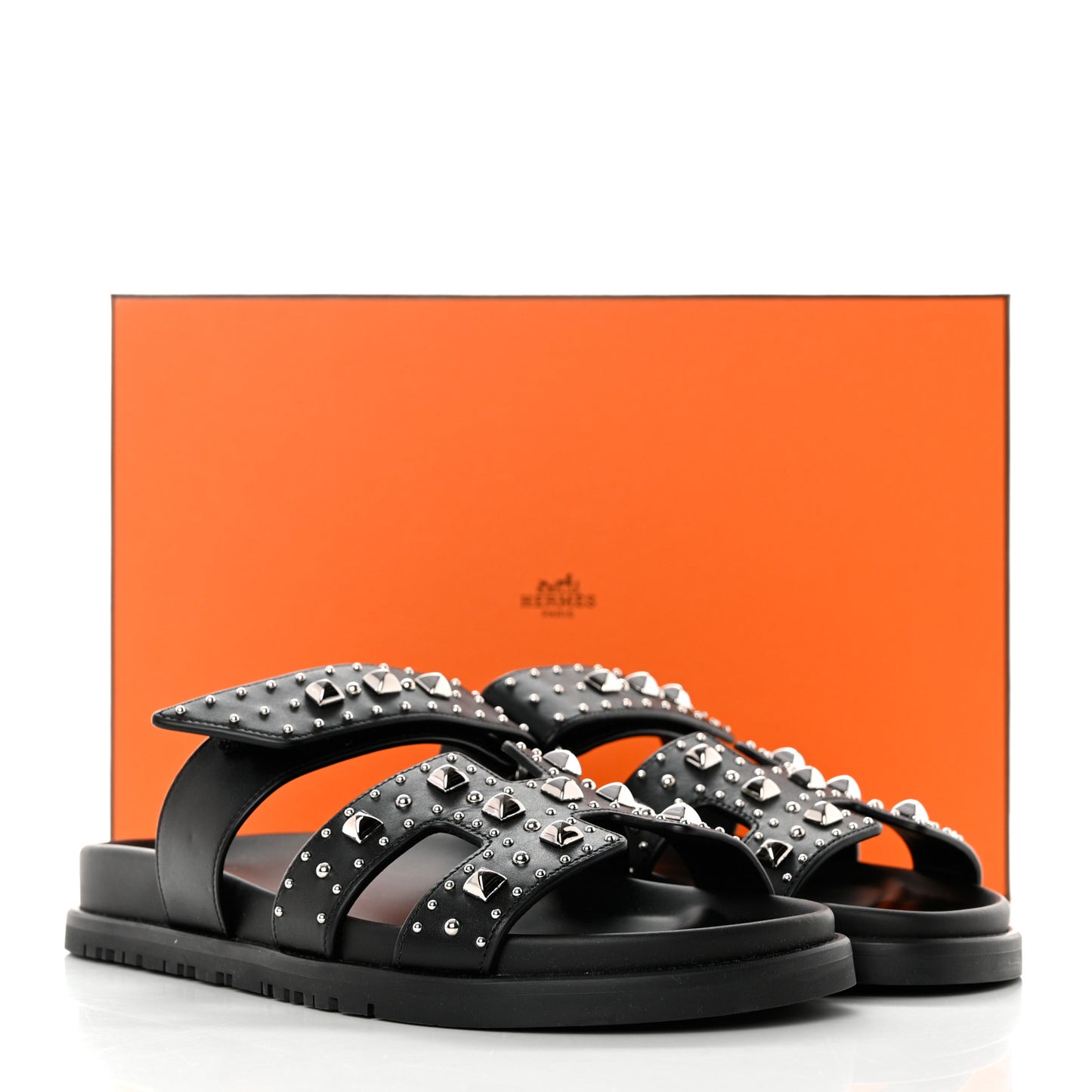 Calfskin Studded Womens Chypre Sandals 36 Black