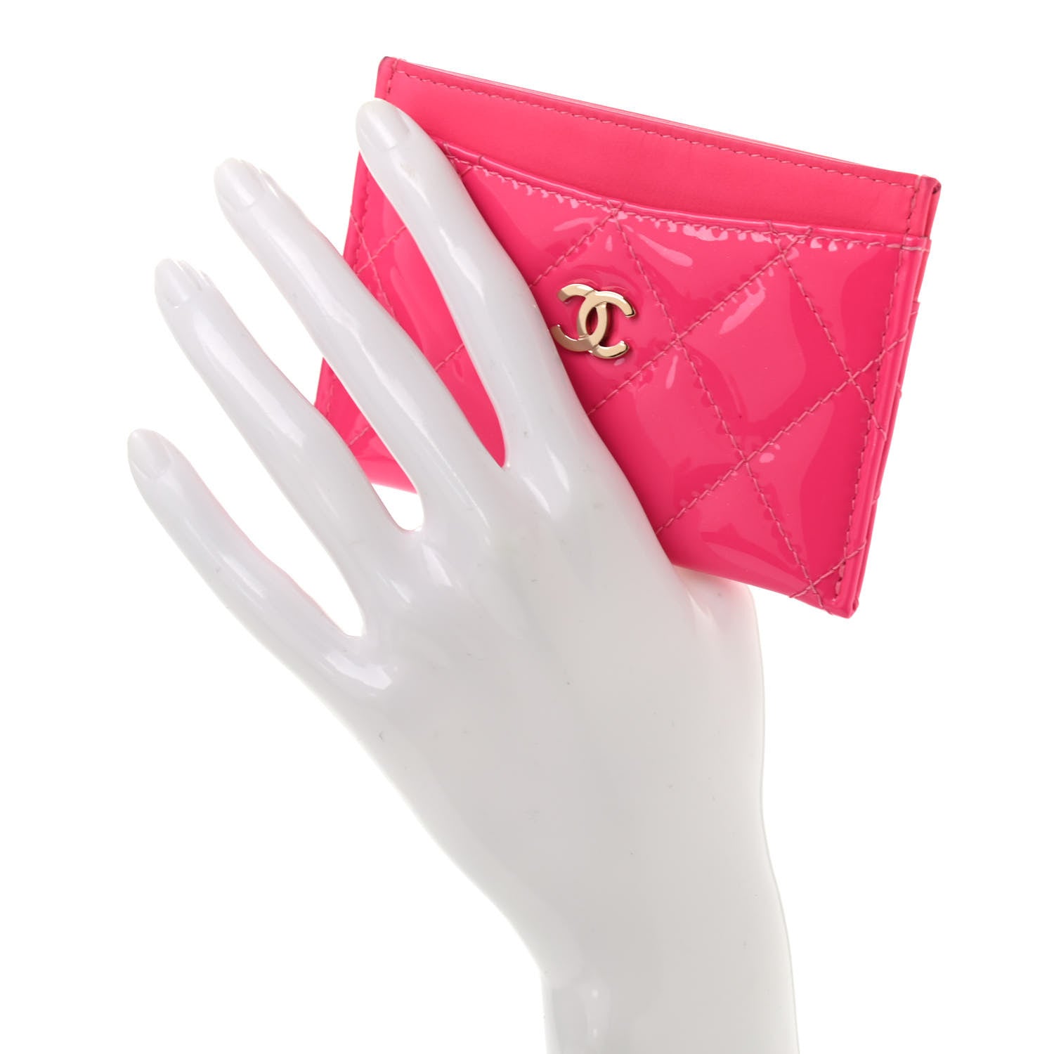 Chanel Patent Quilted Card Holder Pink 2 of 10