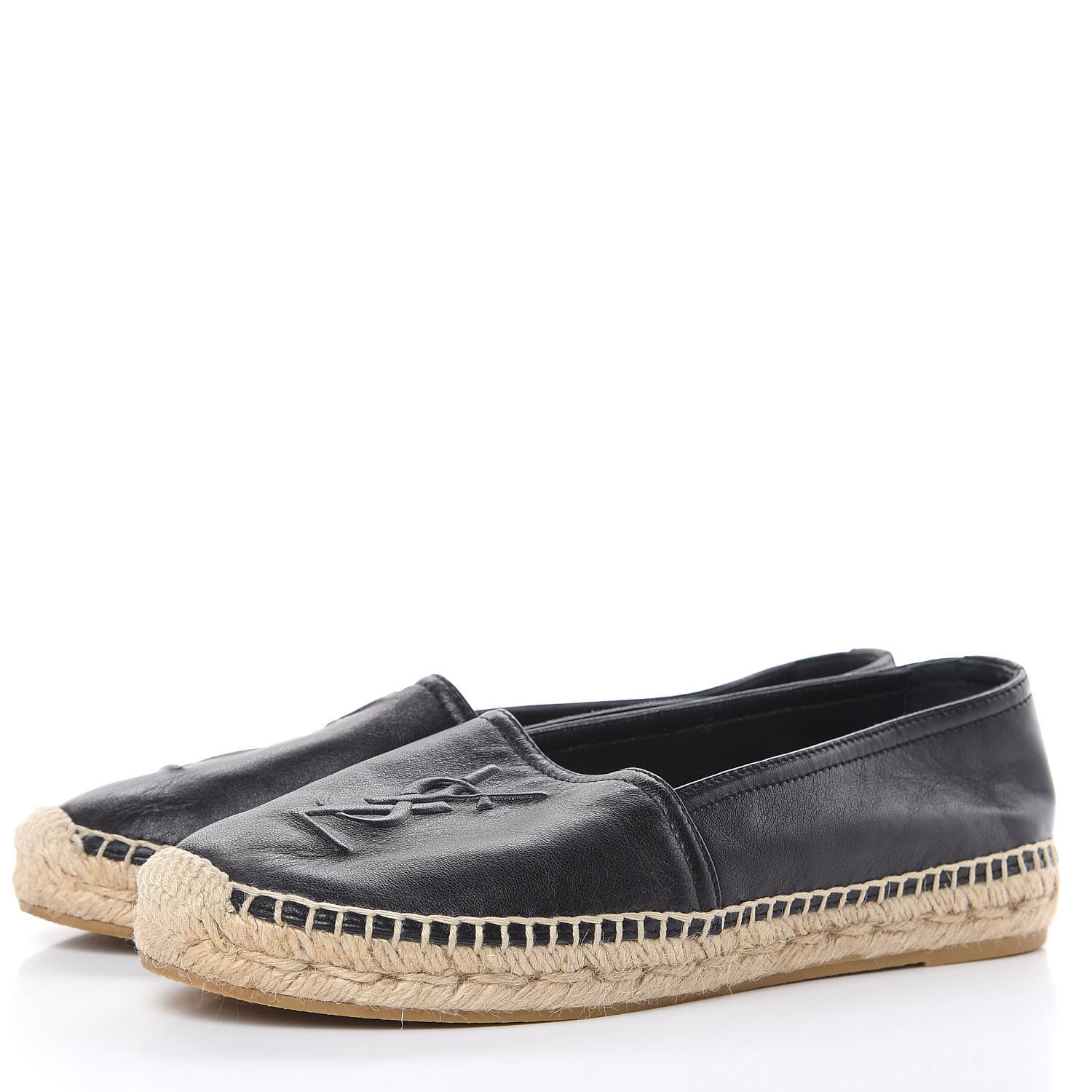 Saint Laurent Lambskin Monogram Espadrilles 37.5 Black 3 of 10