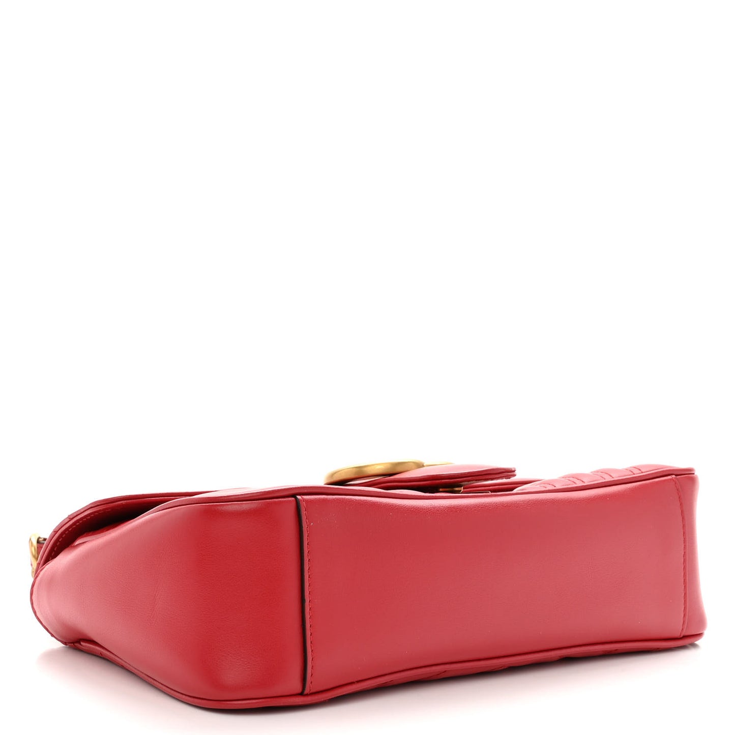 Calfskin Matelasse Small GG Marmont Shoulder Bag Hibiscus Red