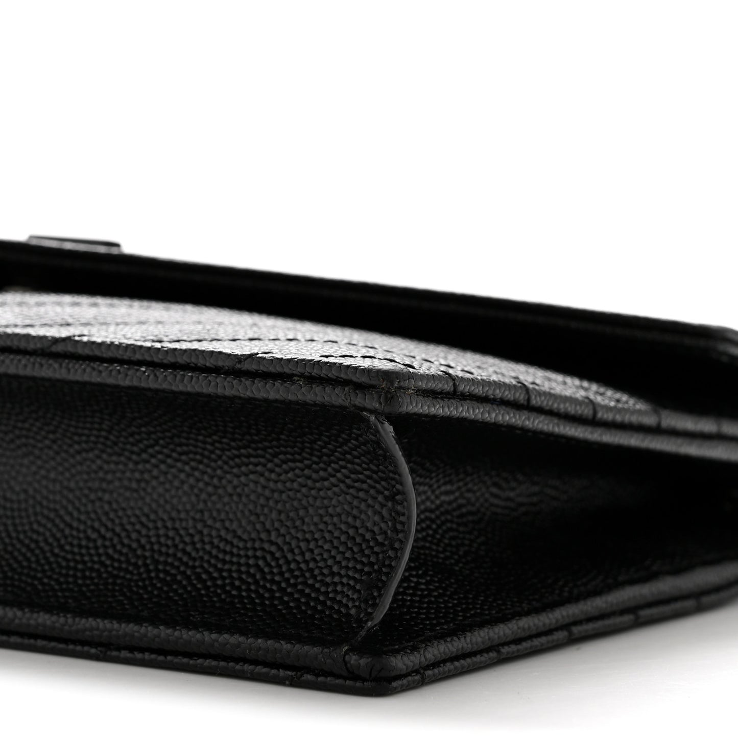 Grain De Poudre Matelasse Chevron Monogram Monochrome Envelope Chain Wallet Black