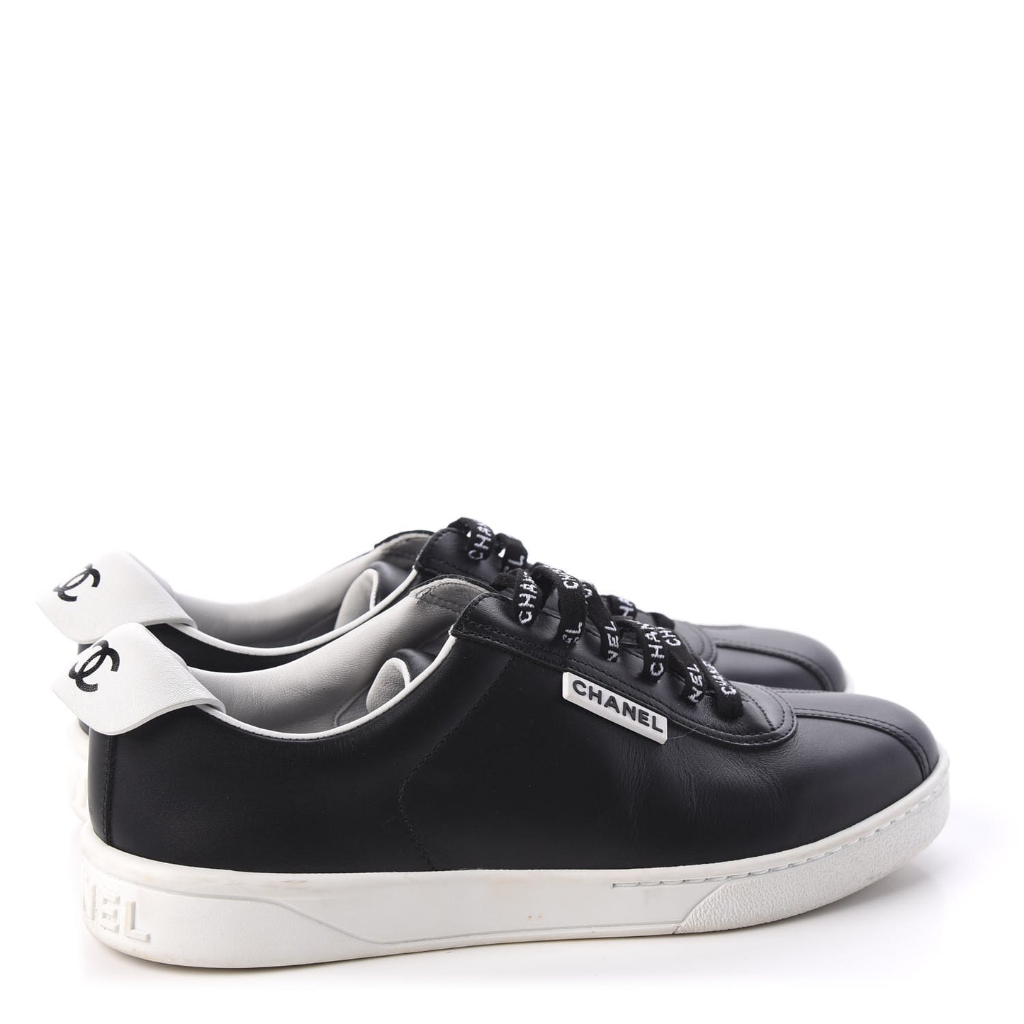 Calfskin CC Womens Sneakers 37.5 Black