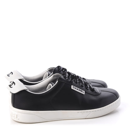 Chanel Calfskin CC Womens Sneakers 37.5 Black 5 of 9