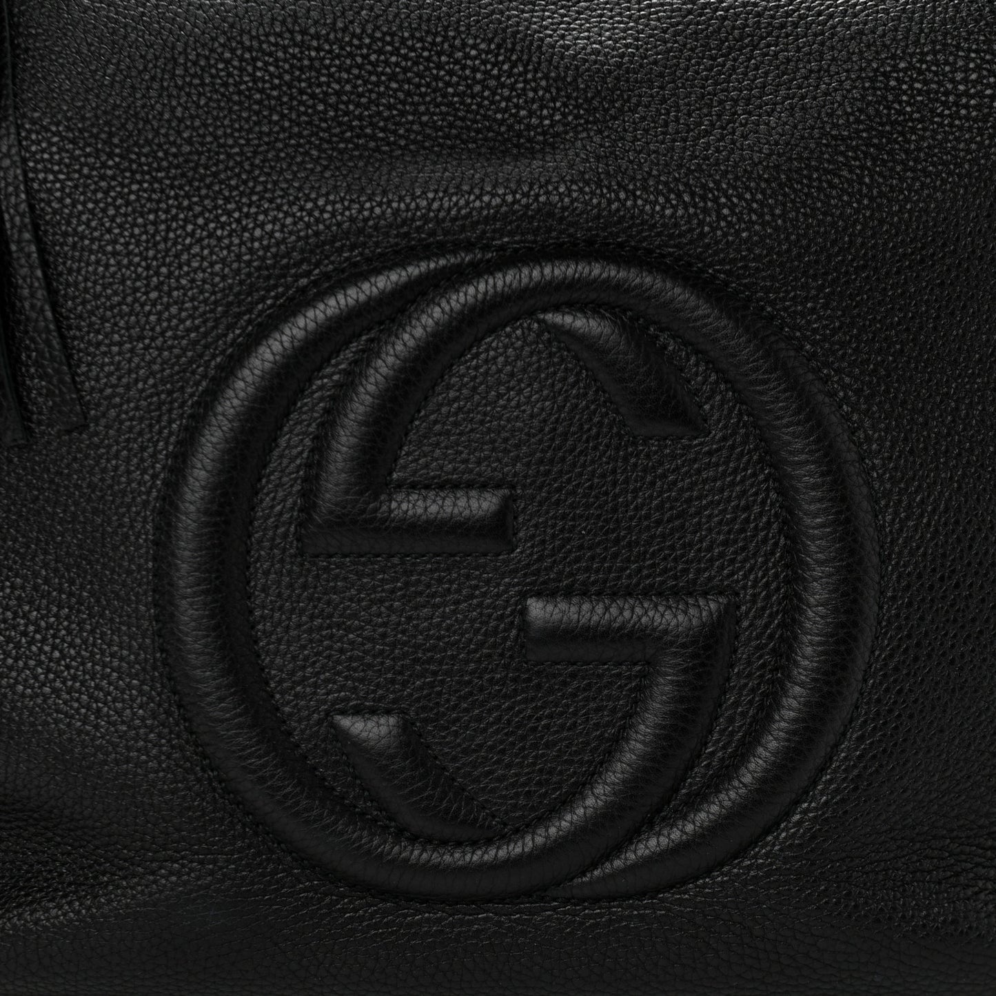 Pebbled Calfskin Large Soho Hobo Black