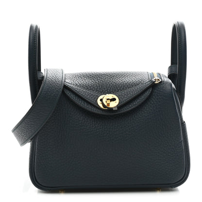 Hermes Taurillon Clemence Mini Lindy 20 Vert Cypress 1 of 11