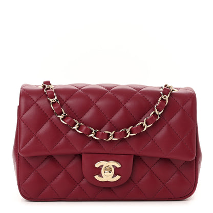 Chanel Lambskin Quilted Mini Rectangular Flap Burgundy 1 of 10