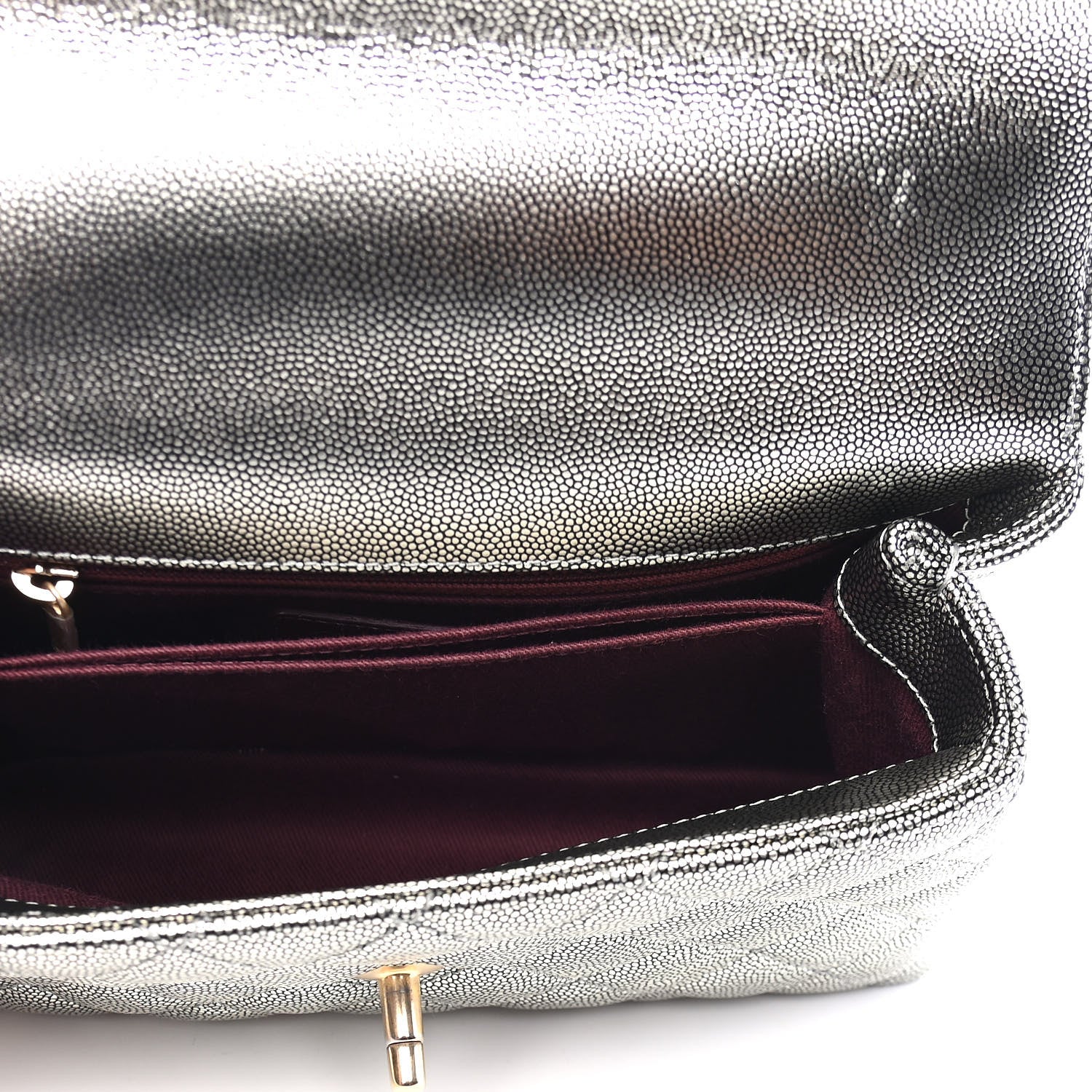 Chanel Metallic Caviar Quilted Mini Coco Handle Flap Silver 5 of 9