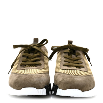 Hermes Air Mesh Suede Goatskin Bouncing Sneakers 40 Vert Toundra 3 of 10