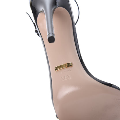 Gucci Patent Crystal Removable Bow Sandals 36.5 Black 6 of 8