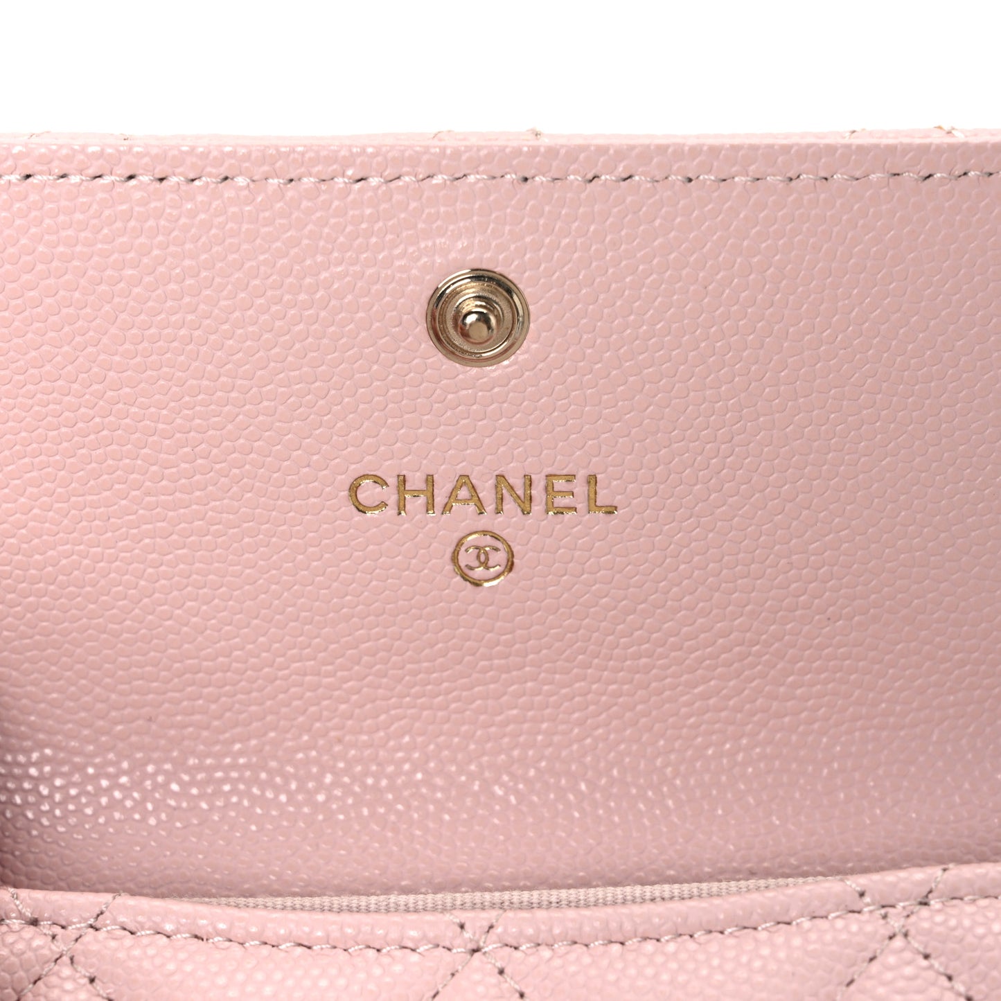 Caviar Quilted Crystal Enamel CC Flap Card Holder Pink