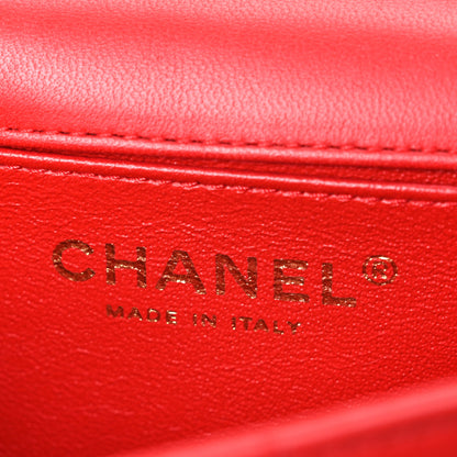 Chanel Lambskin Quilted Extra Mini V For Victory Flap Red 6 of 10