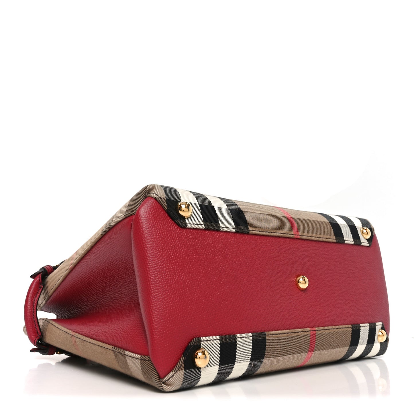House Check Grainy Calfskin Medium Banner Tote Russet Red