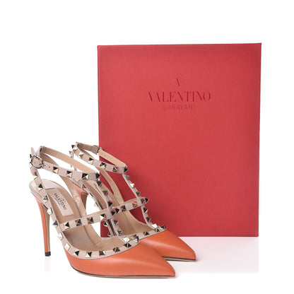 Valentino Garavani Nappa Rockstud Ankle Strap Pumps 37 Orange Poudre 8 of 8