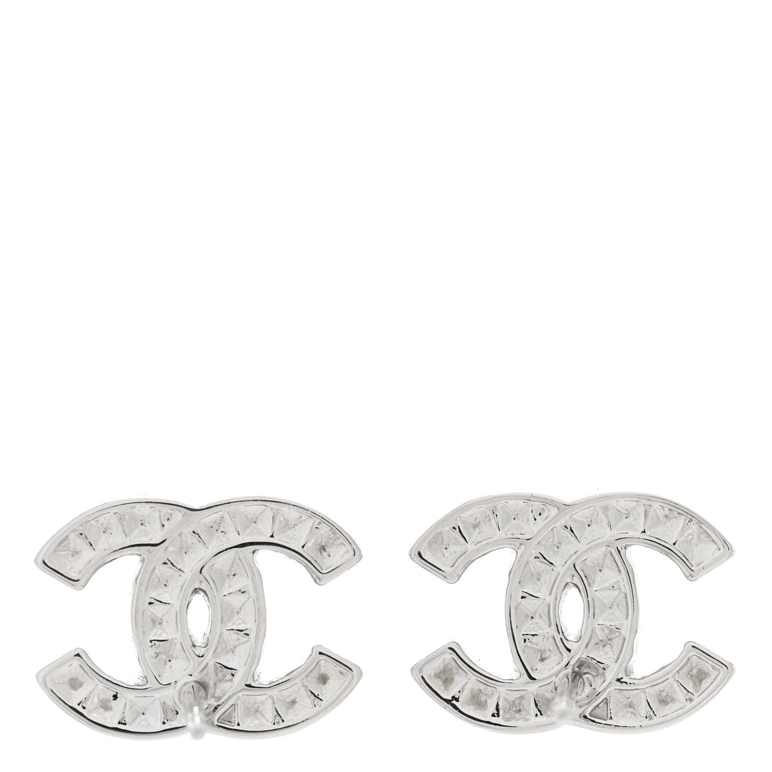 Chanel Baguette Crystal CC Earrings Silver Grey 4 of 5
