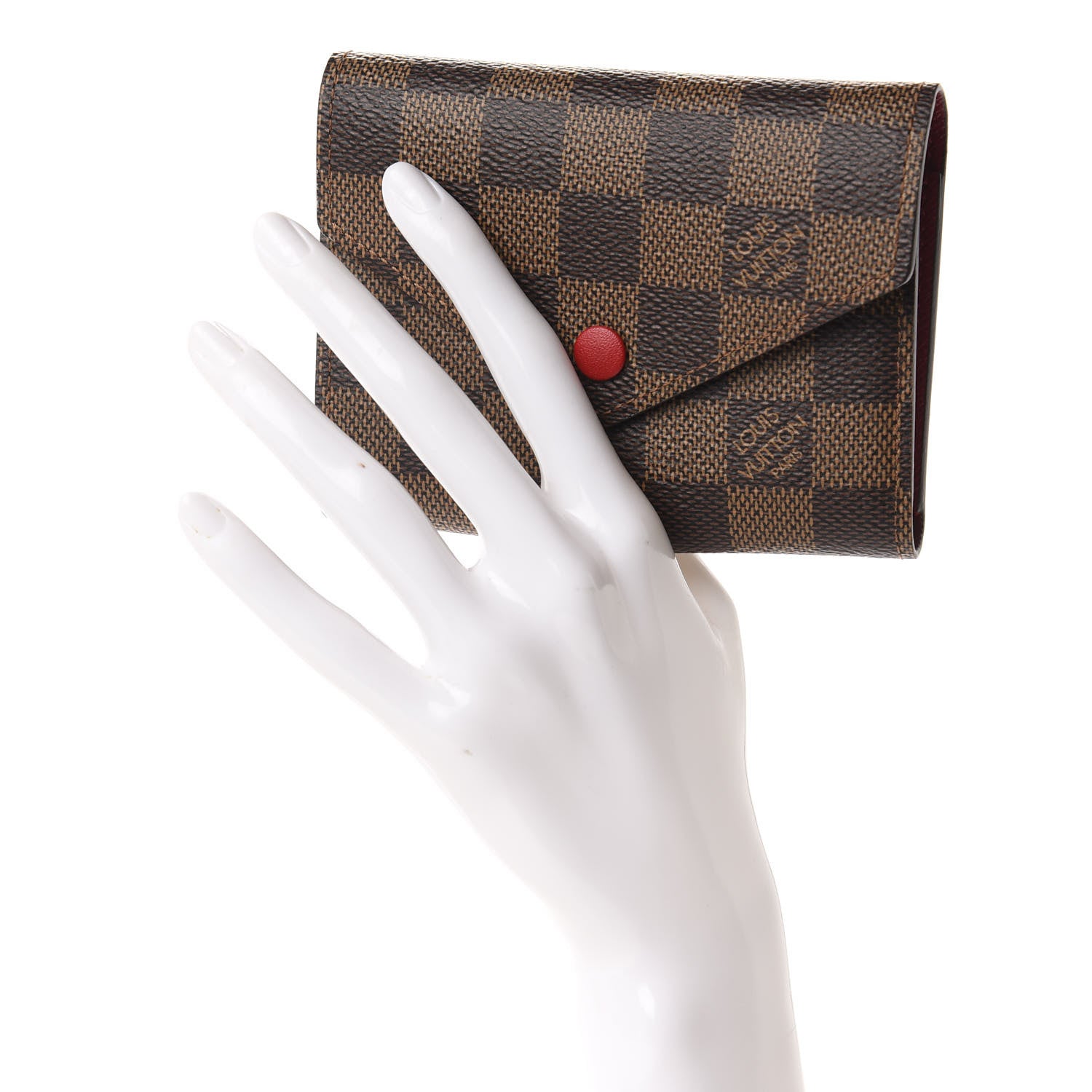 Louis Vuitton Damier Ebene Victorine Wallet Red 2 of 8