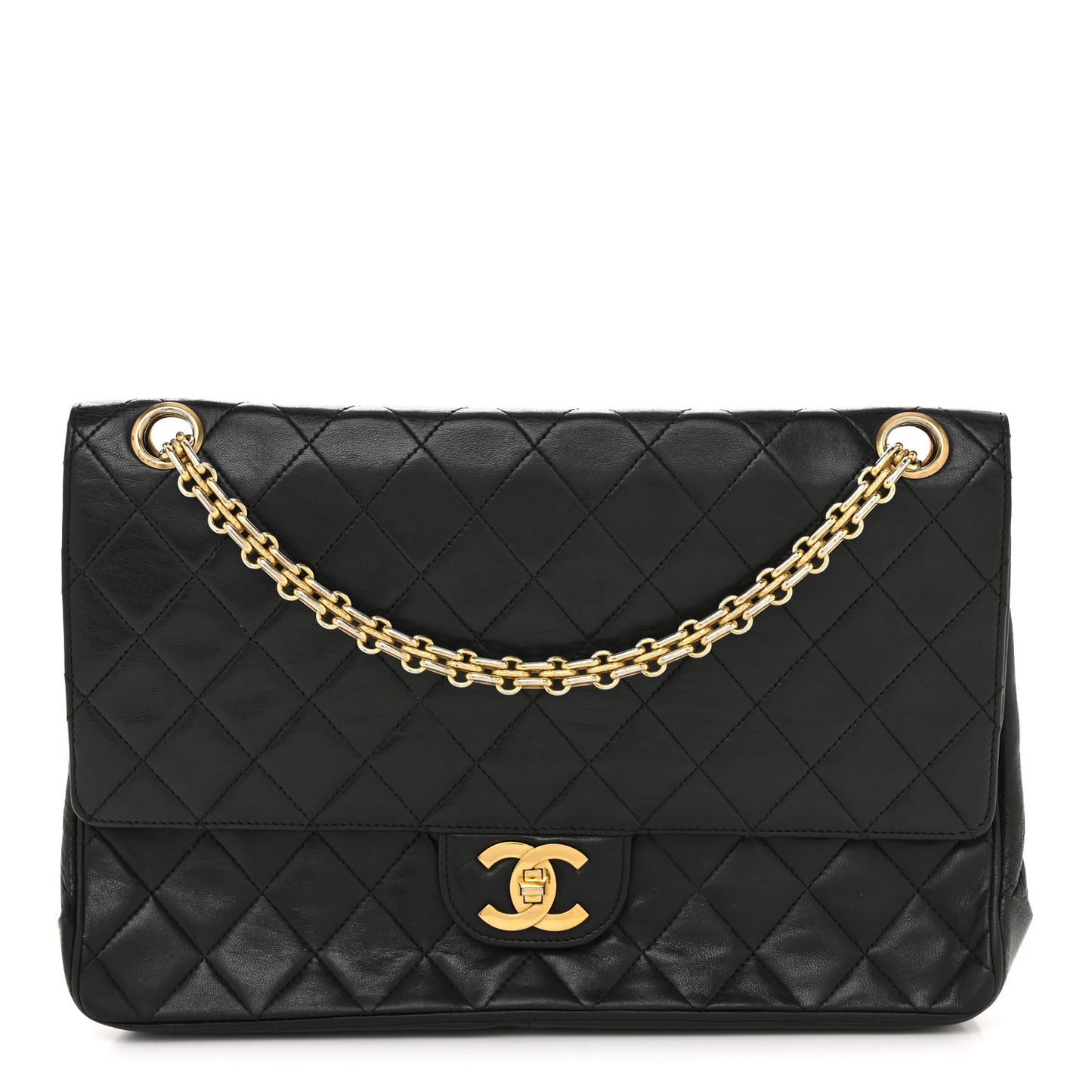 Lambskin Quilted Small Double Flap Black