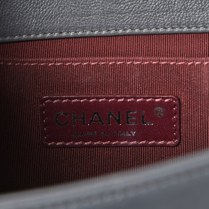 Chanel Calfskin Double Stitch Medium Boy Flap Grey 7 of 11