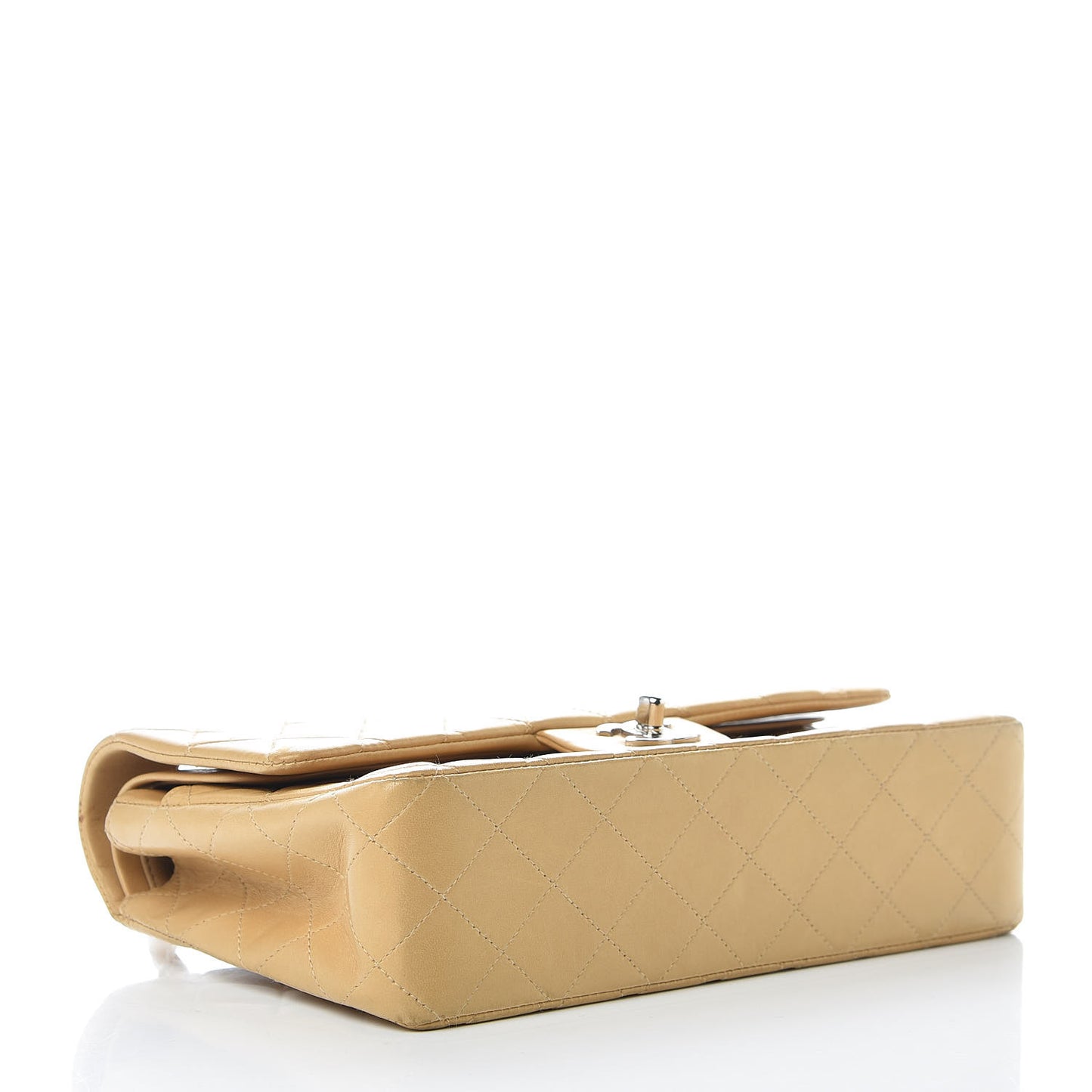 Lambskin Quilted Medium Double Flap Beige