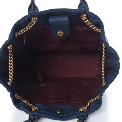 Chanel Iridescent Caviar Quilted Globe Trotter Shopping Tote Navy Blue 6 of 13