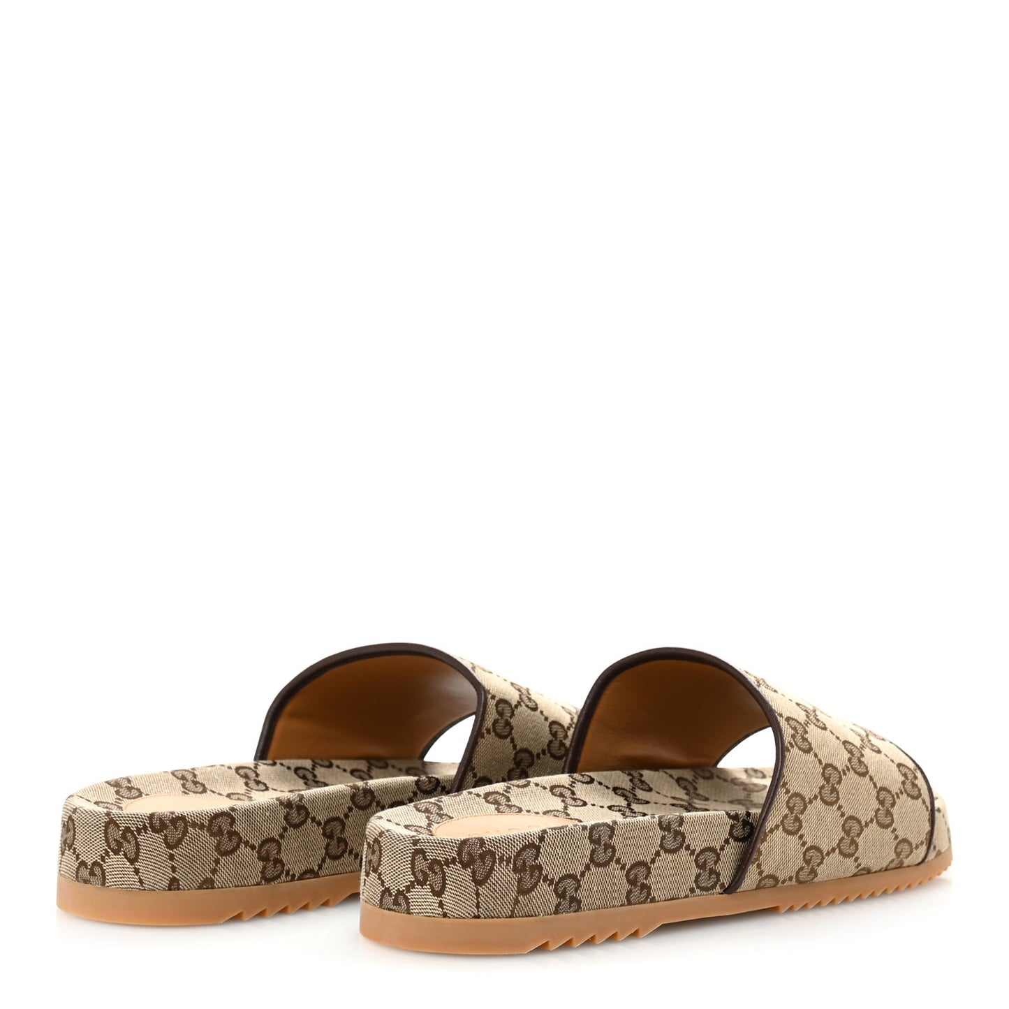 Canvas GG Monogram Mens Slide Sandals 9 Beige