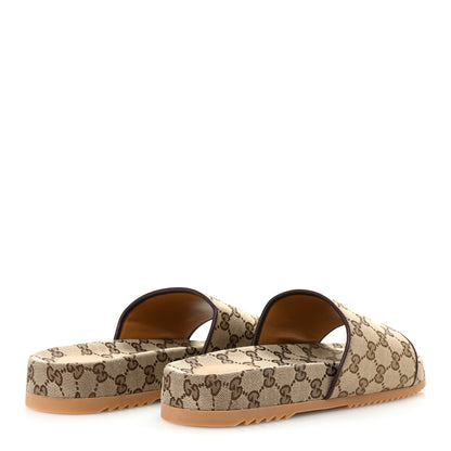 Gucci Canvas GG Monogram Mens Slide Sandals 9 Beige 5 of 10