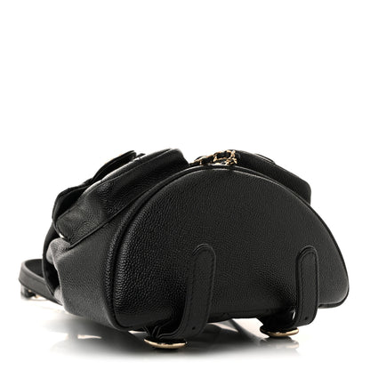 Chanel Shiny Caviar Quilted Small Duma Pockets Drawstring Backpack Black 4 of 10