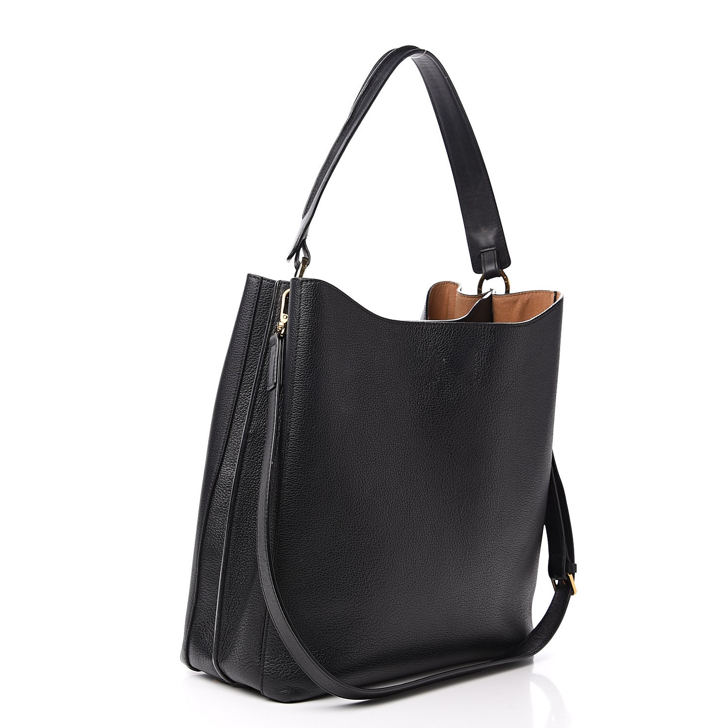 Grained Calfskin Large Milla Hobo Black