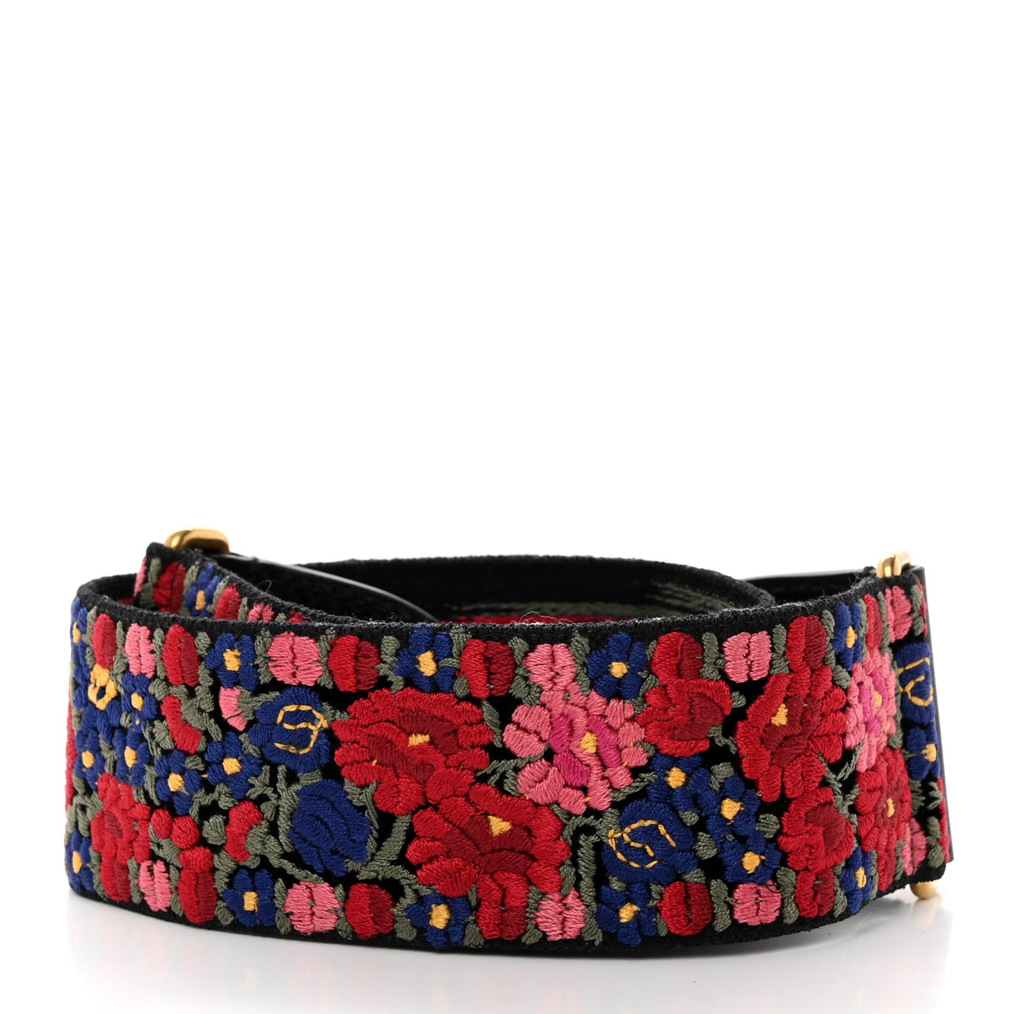 Lambskin Canvas Embroidered Floral Shoulder Strap Multicolor