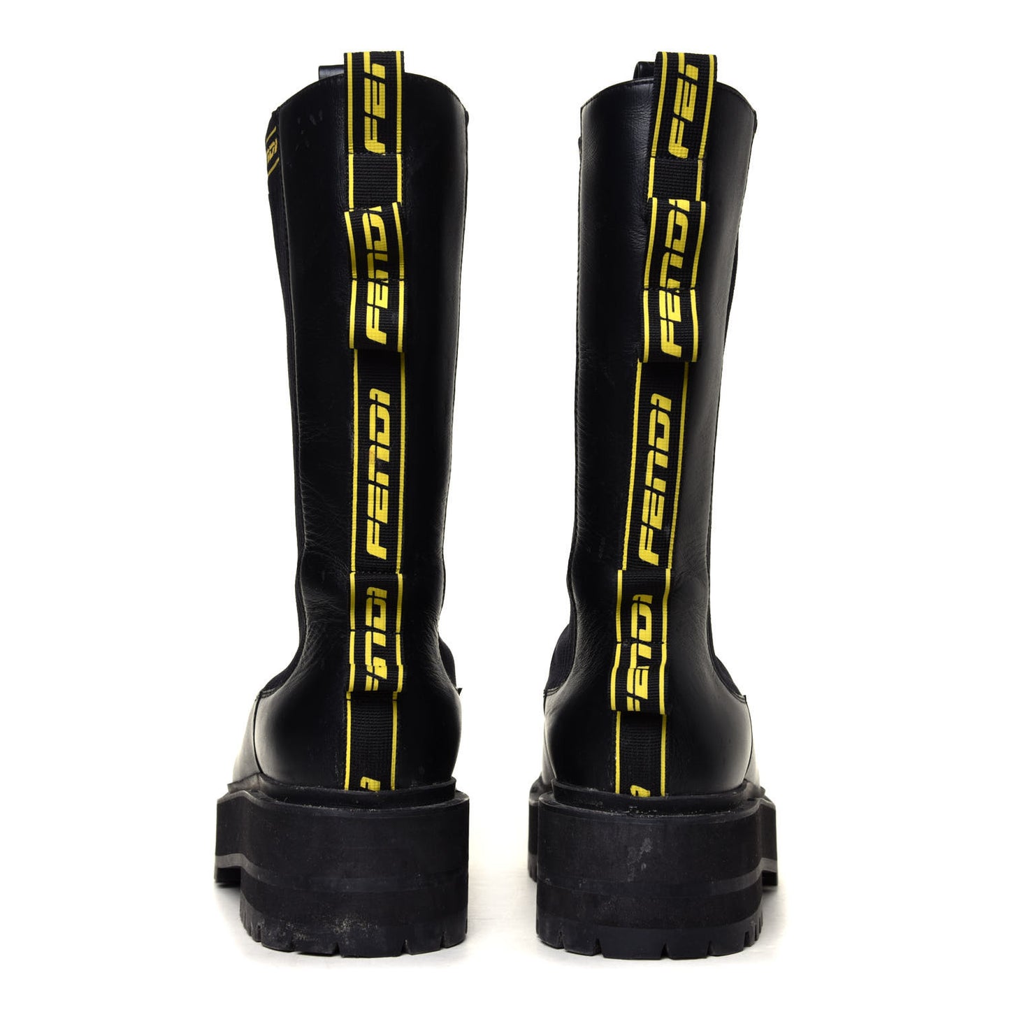 Vitello Stretch Fabric Logo Tape Rockoko Promenade 50mm Biker Boots 39 Black Yema