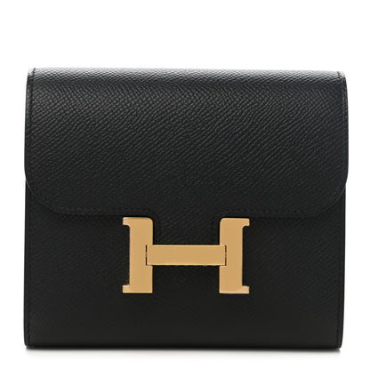 Hermes Epsom Constance Compact Passant Wallet Black 1 of 7