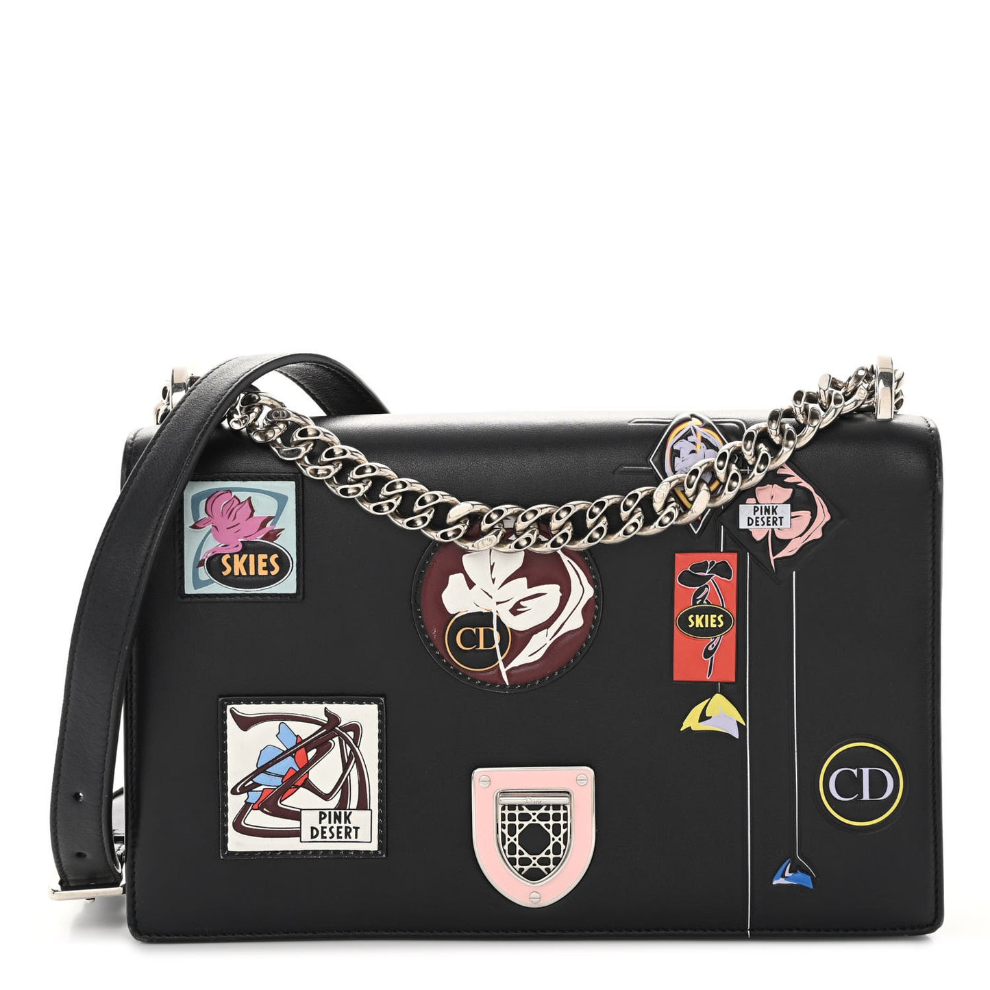 Calfskin Paradise Diorama Flap Bag Black